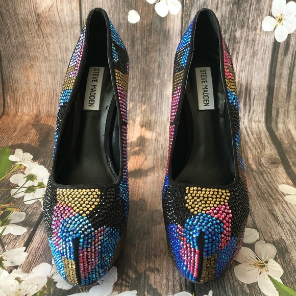 Steve Madden Colorful Rhinestone Platform Heels - Picture 2 of 7